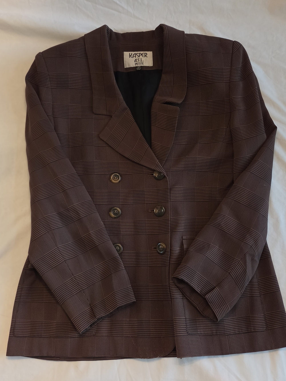 Kasper Petite Brown Plaid Women's Blazer and Skirt